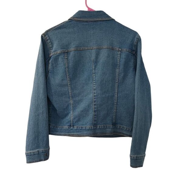 Very Vera Cropped Embroidered Jean‎ Jacket Size Large Petite - Picture 2 of 8